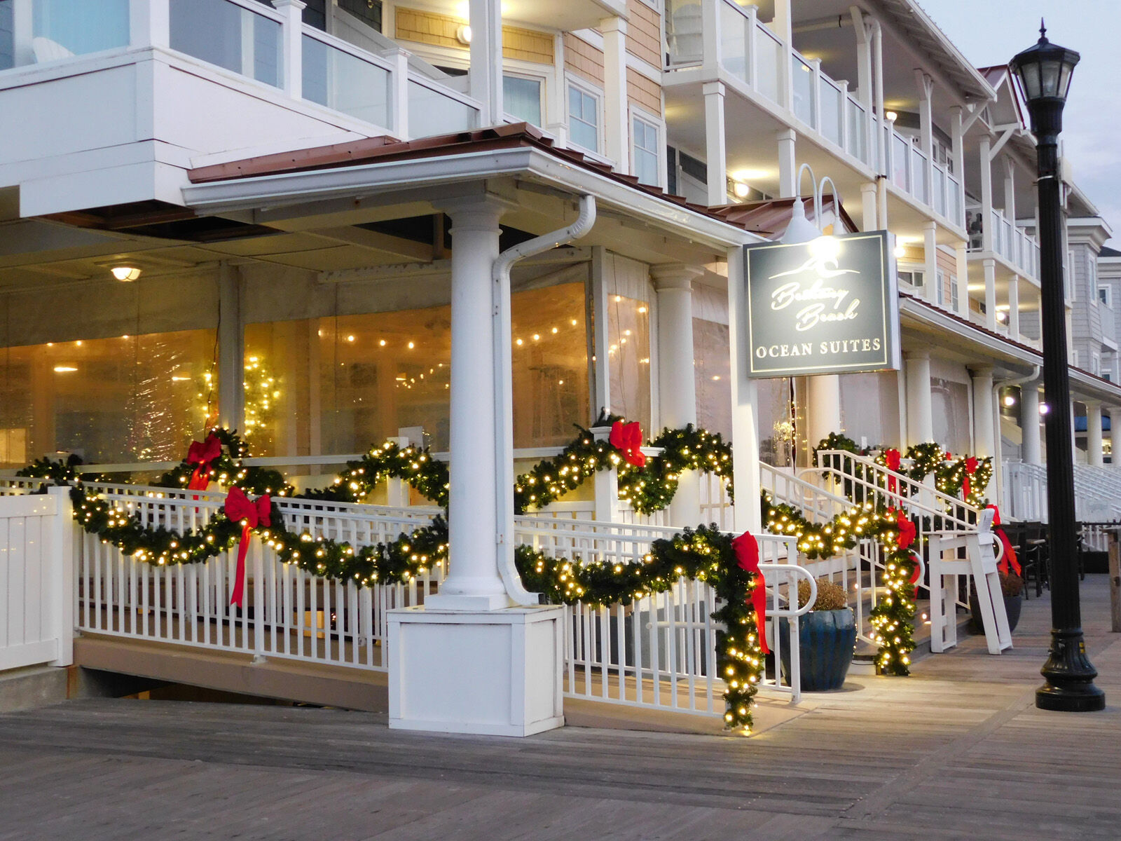 Christmas garland at Bethany Beach Ocean Suites
